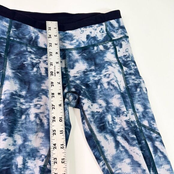 Lululemon Workout Leggings Womens 6 Blue Tie Dye Pull On Full Length Speed Tight - Picture 5 of 10